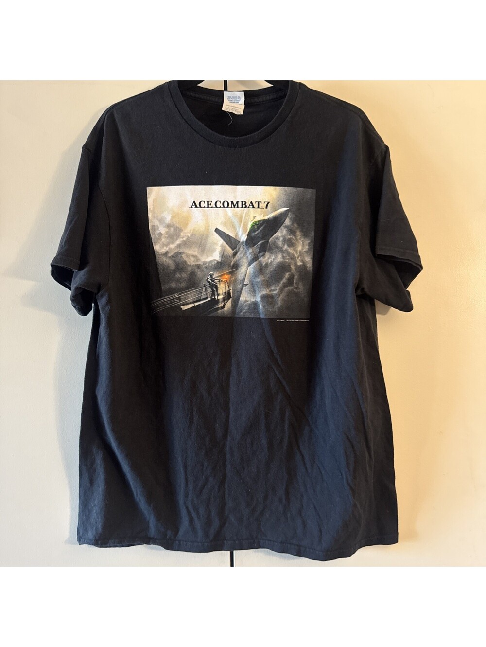 Vintage Ace Combat 7 T Shirt Size L Black Delta Pro Weight Graphic Tee Plane
